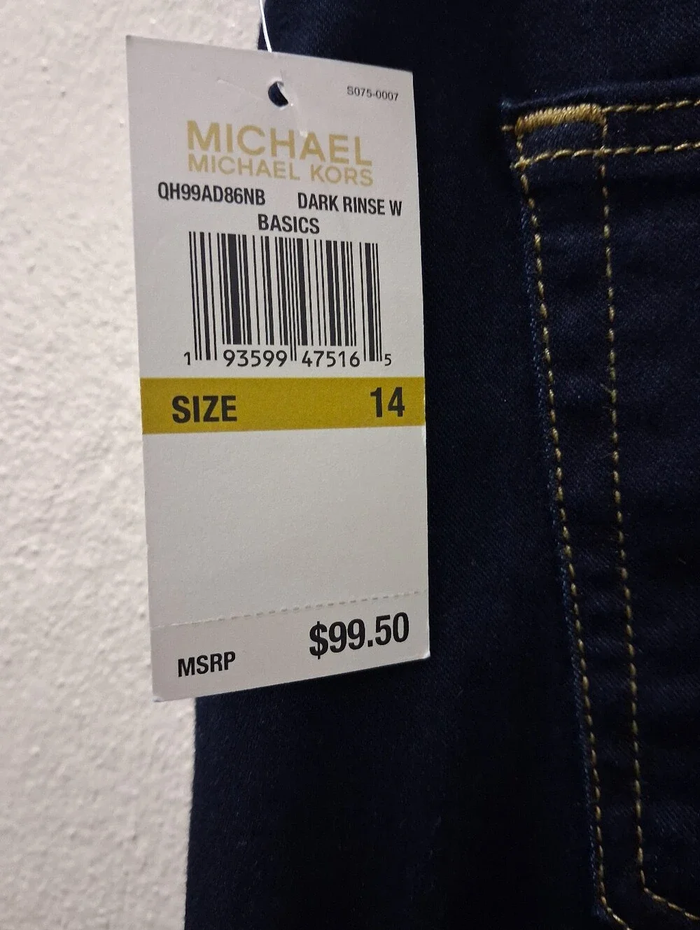 Michael Kors Women's Dark Blue Denim Mid-Rise Izzy Sninny Jeans Sz 14 NWT